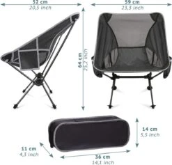 Smartpeas Camping Stoel Van Stevig 600D Polyester En Aluminium - Lichtgewicht En Opvouwbaar - Camping Gadget Inclusief Zijzakken +Plus: Strandmat & Draagtas -Campingwinkels 1200x1150 1