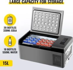 VEVOR - Coolbox - Koelbox 15L - Elektrische Coolbox - Draagbare Mini Koelkast - Draagbare Auto Vriezer 12/24Volt -Campingwinkels 1200x1155 15