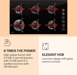 Trifecta 6 Gaskookplaat 6-pits Grote, Normale En Extra Glaskeramische Branders -Campingwinkels 1200x1167 1