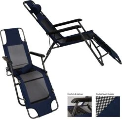 Ligstoel 180x60cm - Opvouwbaar Campingstoel Ligbed Strandstoel Tuinstoel Vouwligstoel Blauw -Campingwinkels 1200x1168 1