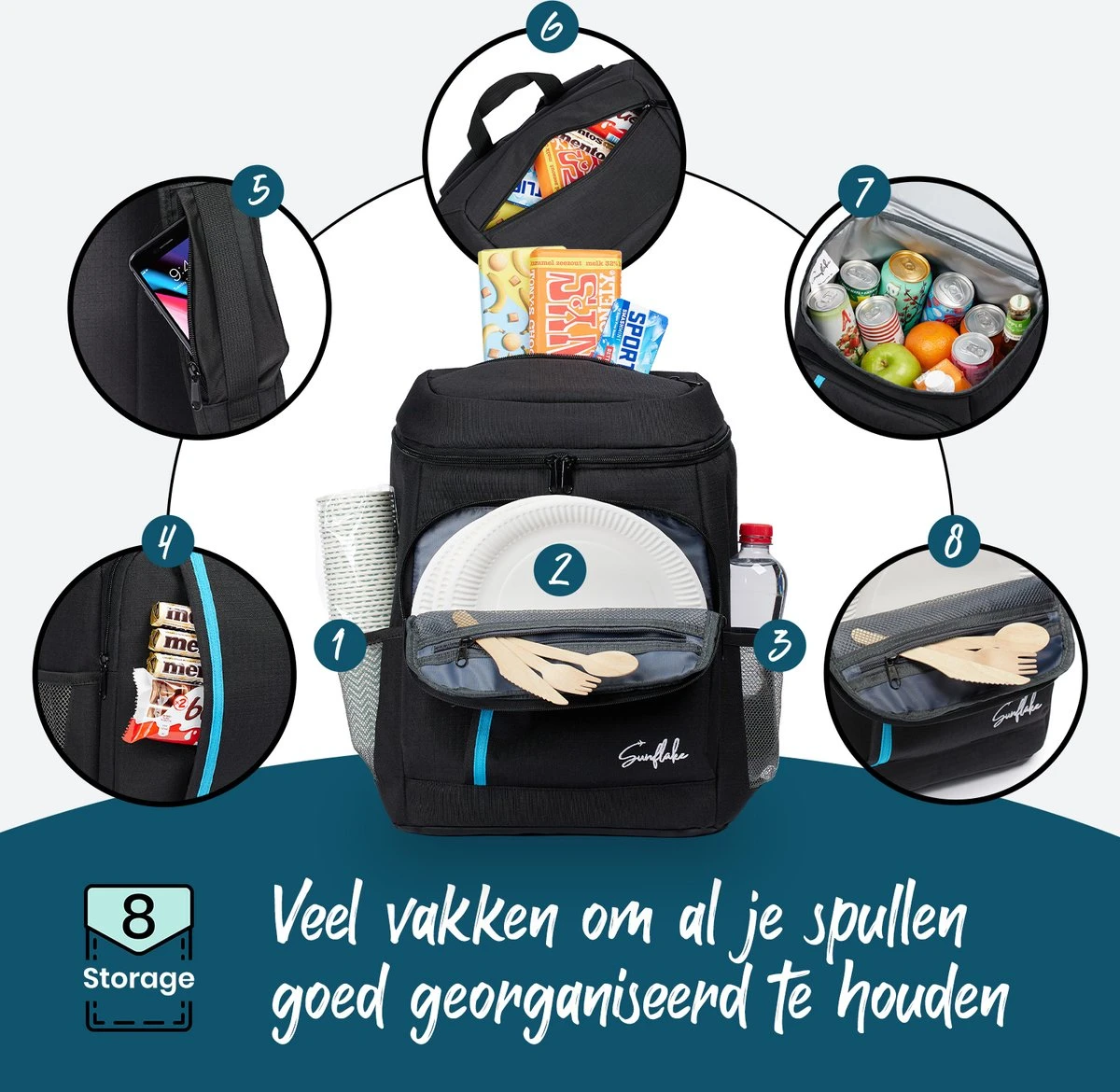 Sunflake Koelrugzak - Lunchtas - Koeltas Backpack Voor Dames & Heren - Zwart 6 Sunflake Koelrugzak - Lunchtas - Koeltas Backpack Voor Dames & Heren - Zwart - Image 6