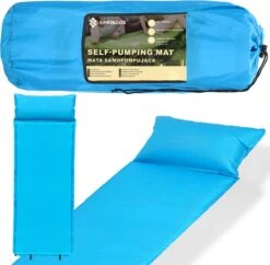 Springos Slaapmat | Zelfopblazend | 186 Cm | Inclusief Hoes & Hoofdkussen | Lichtblauw -Campingwinkels 1200x1175 5