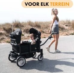 Deryan Luxe Sandy Bolderkar - Duo Buggy - Tandem Buggy - Opvouwbaar - Inklapbare Bolderwagen - Duo Kinderwagen - Zwart -Campingwinkels 1200x1176 17