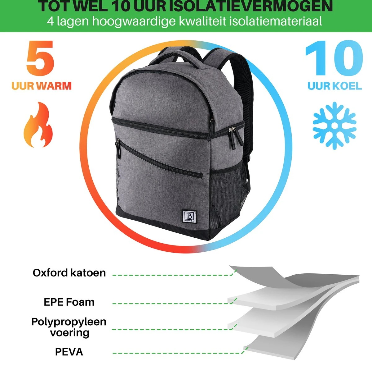 Brisby 4 Laags Geïsoleerde Koeltas Rugzak - 25 Liter - Met Handige Vakken Voor Bestek En Essentials - Waterafstotend Materiaal - Donkergrijs 7 Brisby 4 Laags Geïsoleerde Koeltas Rugzak - 25 Liter - Met Handige Vakken Voor Bestek En Essentials - Waterafstotend Materiaal - Donkergrijs - Image 7