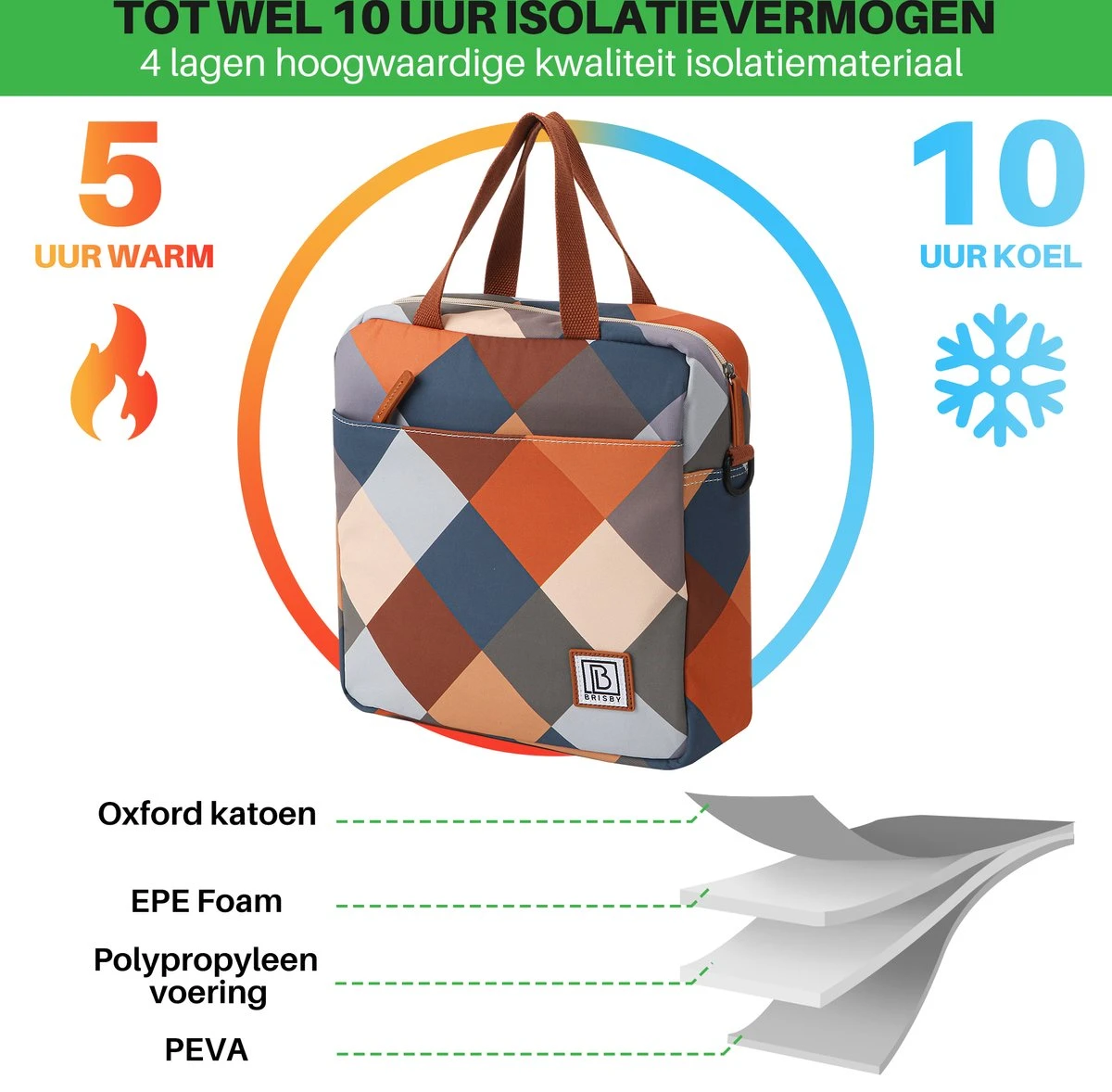 Brisby 4 Laags Geïsoleerde Koeltas - Lunchtas 7 Liter - Blok 7 Brisby 4 Laags Geïsoleerde Koeltas - Lunchtas 7 Liter - Blok - Image 7