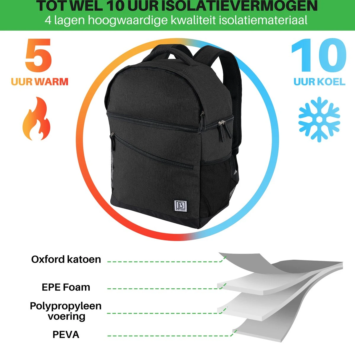 Brisby 4 Laags Geïsoleerde Koeltas Rugzak - 25 Liter - Met Handige Vakken Voor Bestek En Essentials - Waterafstotend Materiaal - Zwart 8 Brisby 4 Laags Geïsoleerde Koeltas Rugzak - 25 Liter - Met Handige Vakken Voor Bestek En Essentials - Waterafstotend Materiaal - Zwart - Image 8