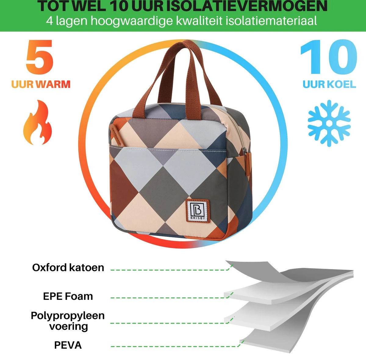 Brisby 4 Laags Geïsoleerde Koeltas - Lunchtas 4 Liter - Blok 5 Brisby 4 Laags Geïsoleerde Koeltas - Lunchtas 4 Liter - Blok - Image 5