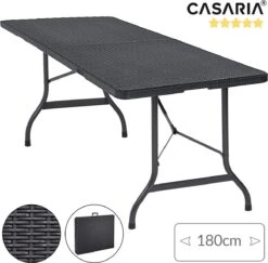 Casaria Tuintafel Opvouwbaar – Met Draaggreep 180x75 Cm – Zwart -Campingwinkels 1200x1180 1