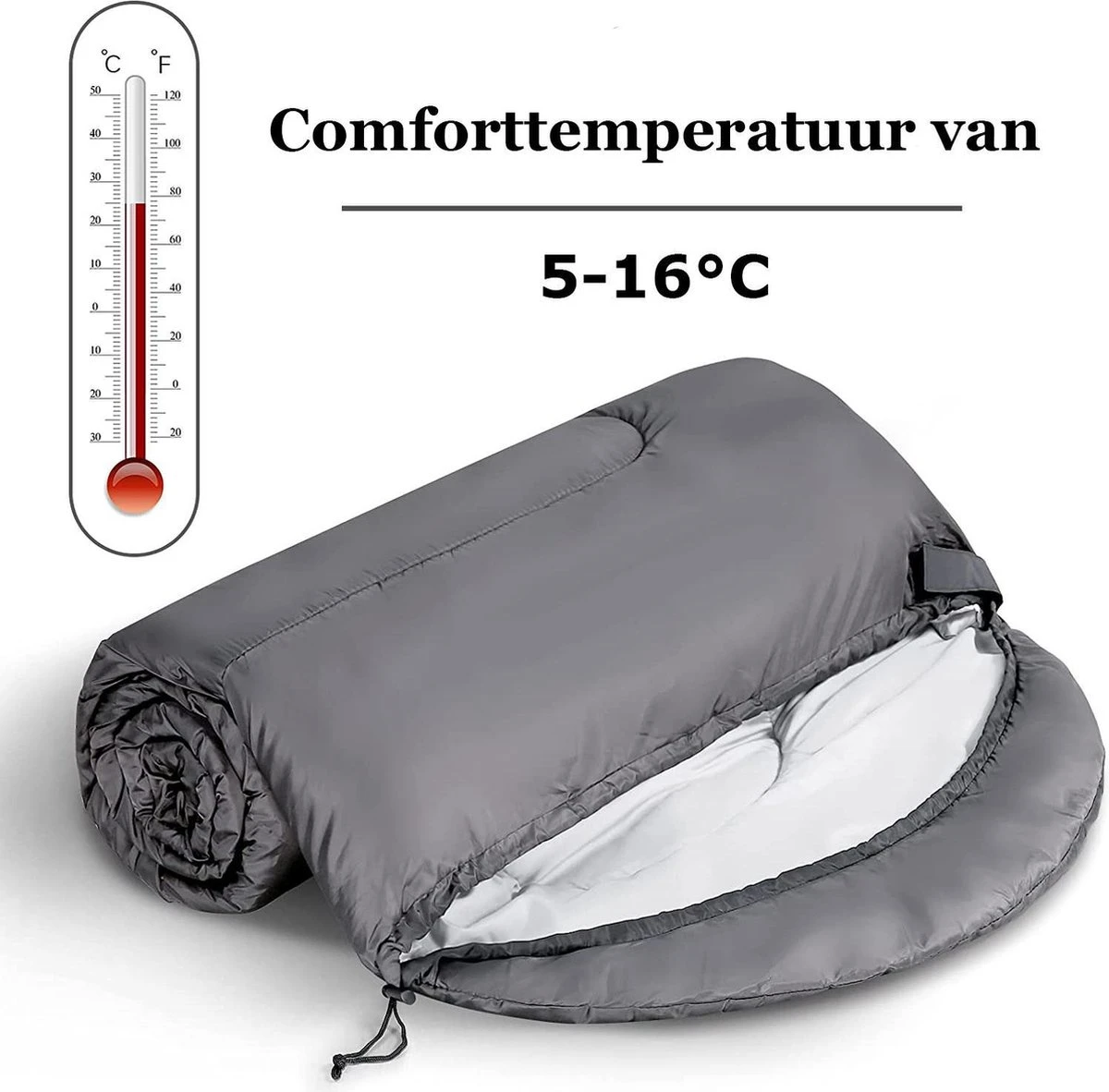 Meisterhome® Mummy Slaapzak - Kamperen - Antraciet - Ca. 220 X 75 Cm - Incl. Draagtas 2 Meisterhome® Mummy Slaapzak - Kamperen - Antraciet - Ca. 220 X 75 Cm - Incl. Draagtas - Image 2