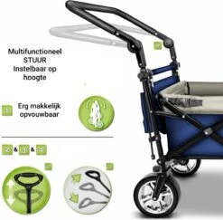 Tresko- Bolderkar, Grijs, Opvouwbaar, Met Dakje, Geschikt Tot 80 Kg - Bolderwagen - Kinderenvervoer - Bolderkarren - Tuinkar - Kinderwagen -Campingwinkels 1200x1182 24
