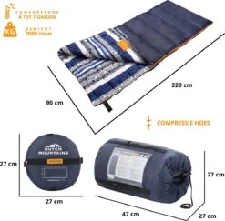 Dutch Mountains Slaapzak Goeree XL - Kussen 25x15cm - 220x90cm Katoenen Slaapzak - Tochtstrip -Campingwinkels 1200x1182 3