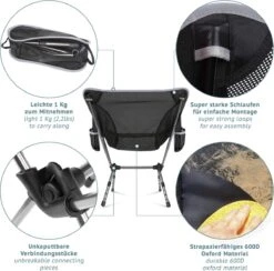 Smartpeas Campingstoel Van Stevig 600D Polyester En Aluminium - Lichtgewicht En Opvouwbaar - Camping Gadget Inclusief Zijzakken +Plus: Strandmat & Draagtas -Campingwinkels 1200x1186