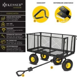 Exxen KESSER® Bolderkar, 550 Kg Belastbaar, Tuinwagen, Transportwagen, Tuinwagen, Uitneembaar Zeil, Gereedschapswagen, Handwagen, Veelzijdig Inzetbaar, Zwart -Campingwinkels 1200x1194 7