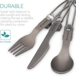 Navaris Campingbestek Van Titanium - Set Met Vork, Mes En Lepel - Inklapbaar - Bestekset Voor Onderweg - Inclusief Karabijnhaak En Bewaarzakje -Campingwinkels 1200x1195 8