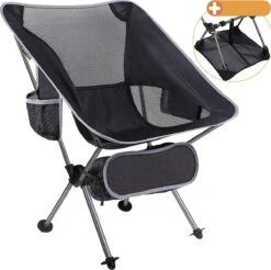 Smartpeas Camping Stoel Van Stevig 600D Polyester En Aluminium - Lichtgewicht En Opvouwbaar - Camping Gadget Inclusief Zijzakken +Plus: Strandmat & Draagtas