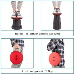 Kampeerkruk - Uitschuifbare Kruk - Rood/Zwart- Tot 120 Kg - Travel Stool - Opvouwbare Campingkruk - Inklapbaar Krukje - Telescopische Kruk - Camping - Outdoor -Campingwinkels 1200x1198 3