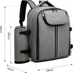 Kono Koeltas - Koelrugzak - Picknick - Picknicktas Met Flessenhouder - Koelrugtas Met Picknickkleed - Grijs (E6915 GY) -Campingwinkels 1200x1199 15