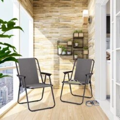 Relaxdays Campingstoel Inklapbaar Set Van 2 - Klapstoel 100 Kg - Visstoel Met Armleuningen - Grijs -Campingwinkels 1200x1200 10