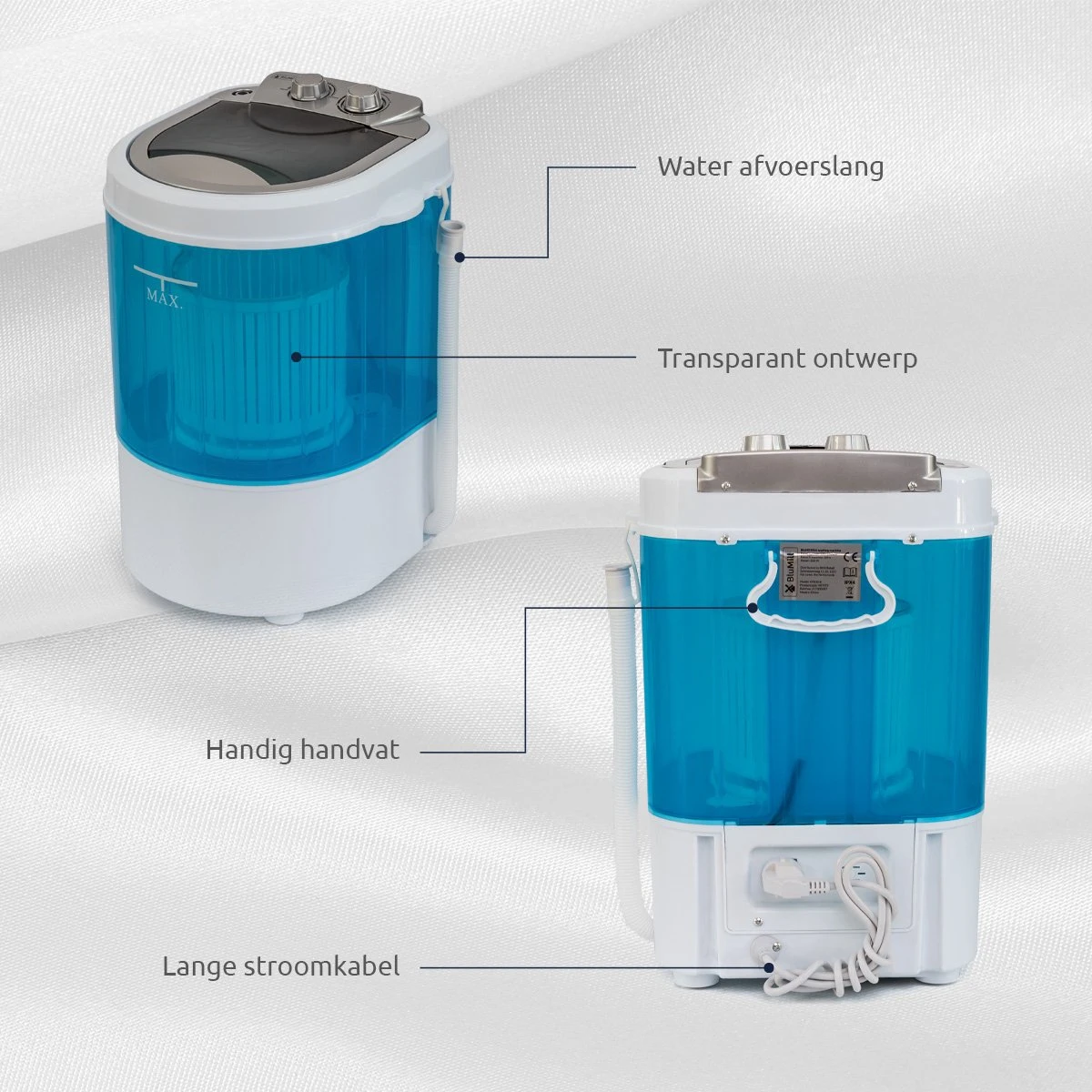 BluMill Mini Wasmachine - Met Centrifuge - Compact - Camping Wasmachine - Duurzame Keuze 7 BluMill Mini Wasmachine - Met Centrifuge - Compact - Camping Wasmachine - Duurzame Keuze - Image 7