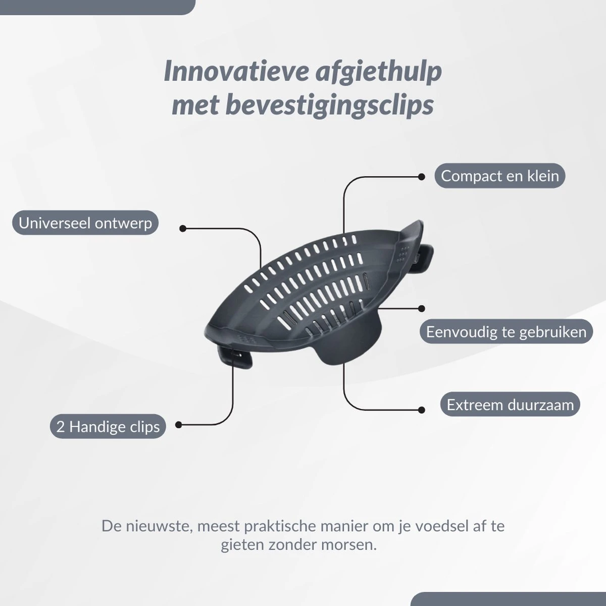 SensaHome- Siliconen Vergiet - Keuken Afgietdeksel - Afgiethulp - Siliconen - BPA Vrij - Grijs 4 SensaHome- Siliconen Vergiet - Keuken Afgietdeksel - Afgiethulp - Siliconen - BPA Vrij - Grijs - Image 4