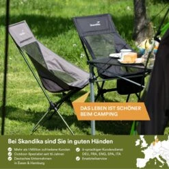 Skandika Campingstoel Compact – Campingstoelen - Campingstoel Tot 150 Kg Belastbaar - Kampeerstoel, Visstoel, Kleine Pakmaat, Opvouwbaar, Stabiel, Licht, Comfortabel Gepolsterd – Draagtas Meegeleverd - Vouwstoel – Zwart -Campingwinkels 1200x1200 120