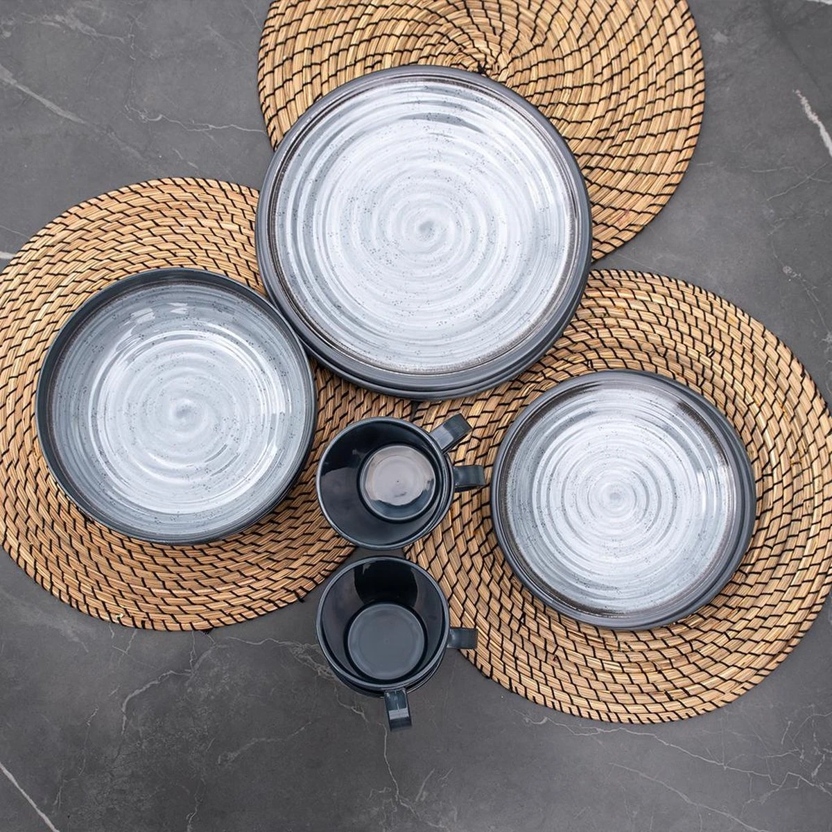 Travellife Jávea Serviesset - 16-delig - Donkergrijs 2 Travellife Jávea Serviesset - 16-delig - Donkergrijs - Afbeelding 2