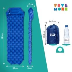 TRVLMORE Slaapmat - Zelfopblazend - 1 Persoons - Ingebouwde Pomp En Kussen - Blauw -Campingwinkels 1200x1200 1268