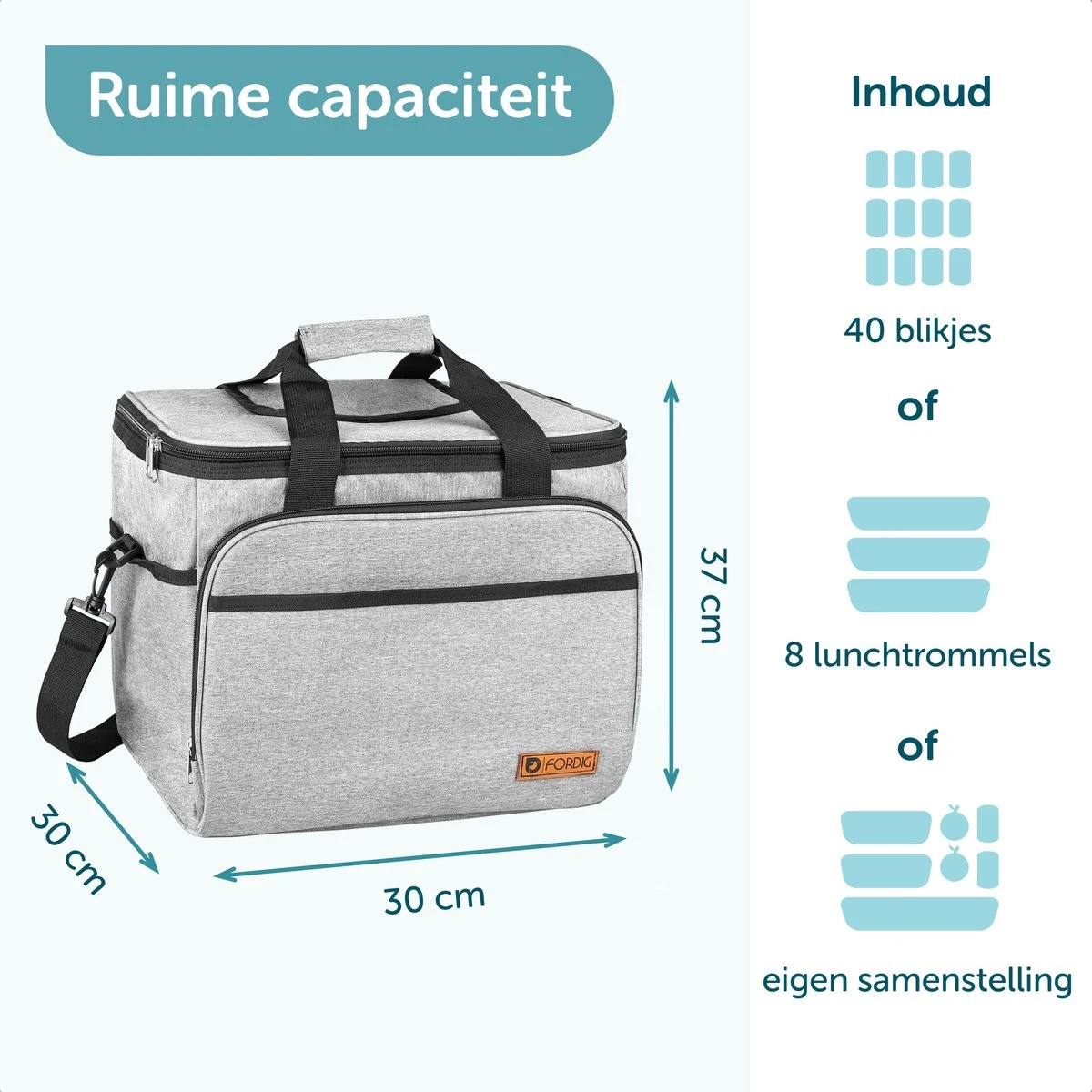ForDig Koeltas XL Grijs (30 Liter) - Gemaakt Van 600D Polyester Met PEVA-Voering - Ruimte Voor 40 Blikjes Of 20 Halve Liter Flessen - Opvouwbaar Koel Tas Met Easy-Acces Flap - Ruimte Voor Bestek - Picknick Cool Bag - Coolerbag - Grote Cooler 3 ForDig Koeltas XL Grijs (30 Liter) - Gemaakt Van 600D Polyester Met PEVA-Voering - Ruimte Voor 40 Blikjes Of 20 Halve Liter Flessen - Opvouwbaar Koel Tas Met Easy-Acces Flap - Ruimte Voor Bestek - Picknick Cool Bag - Coolerbag - Grote Cooler - Image 3