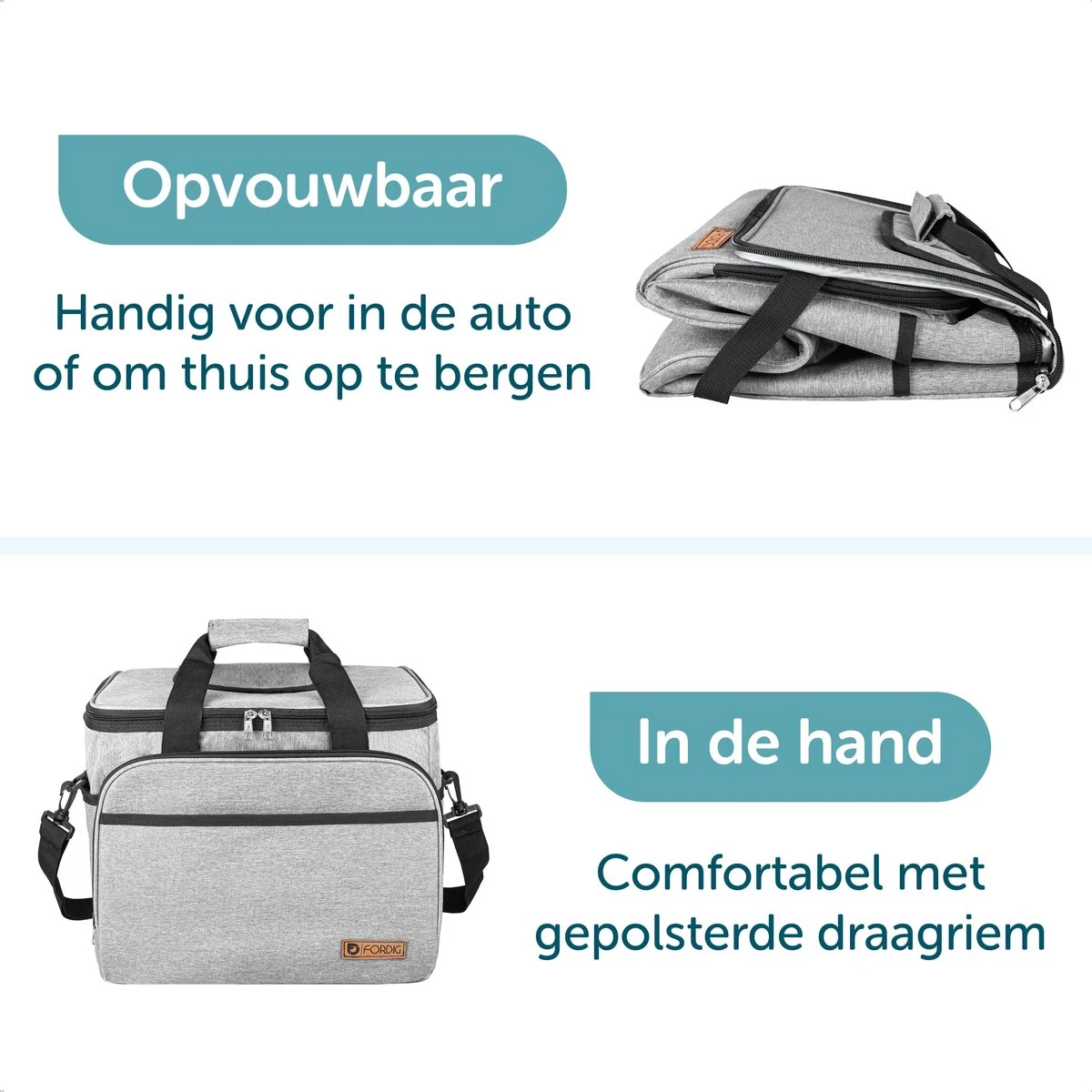 ForDig Koeltas XL Grijs (30 Liter) - Gemaakt Van 600D Polyester Met PEVA-Voering - Ruimte Voor 40 Blikjes Of 20 Halve Liter Flessen - Opvouwbaar Koel Tas Met Easy-Acces Flap - Ruimte Voor Bestek - Picknick Cool Bag - Coolerbag - Grote Cooler 5 ForDig Koeltas XL Grijs (30 Liter) - Gemaakt Van 600D Polyester Met PEVA-Voering - Ruimte Voor 40 Blikjes Of 20 Halve Liter Flessen - Opvouwbaar Koel Tas Met Easy-Acces Flap - Ruimte Voor Bestek - Picknick Cool Bag - Coolerbag - Grote Cooler - Image 5