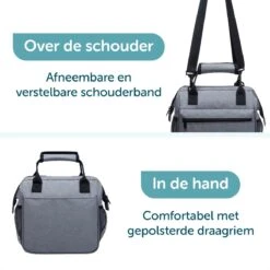 ForDig Lunchtas Grijs - Koeltas Gemaakt Van 600D Polyester Met PEVA-Voering - Ruimte Voor Lunchtrommel / Snacks / Blikjes - Koel Tas Met Mesh Opbergruimtes En Ruimte Voor Bestek - Lunch Tas Cool Bag - Coolerbag - Kleine Cooler -Campingwinkels 1200x1200 1508
