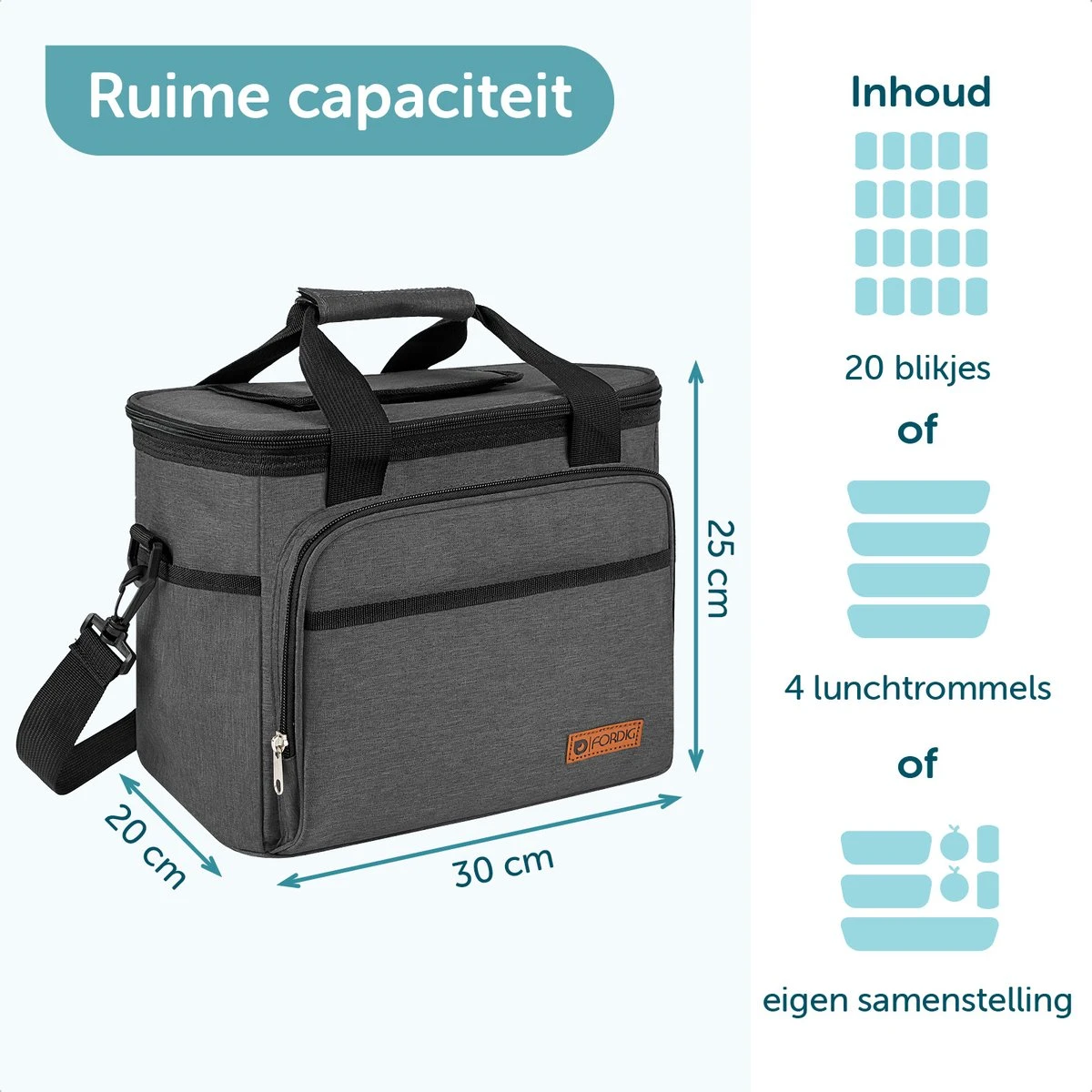 ForDig Koeltas L Zwart (15 Liter) - Gemaakt Van 600D Polyester Met PEVA-Voering - Ruimte Voor 20 Blikjes Of 10 Halve Liter Flessen - Opvouwbaar Koel Tas Met Easy-Acces Flap - Ruimte Voor Bestek - Picknick Cool Bag - Coolerbag - Grote Cooler 2 ForDig Koeltas L Zwart (15 Liter) - Gemaakt Van 600D Polyester Met PEVA-Voering - Ruimte Voor 20 Blikjes Of 10 Halve Liter Flessen - Opvouwbaar Koel Tas Met Easy-Acces Flap - Ruimte Voor Bestek - Picknick Cool Bag - Coolerbag - Grote Cooler - Image 2