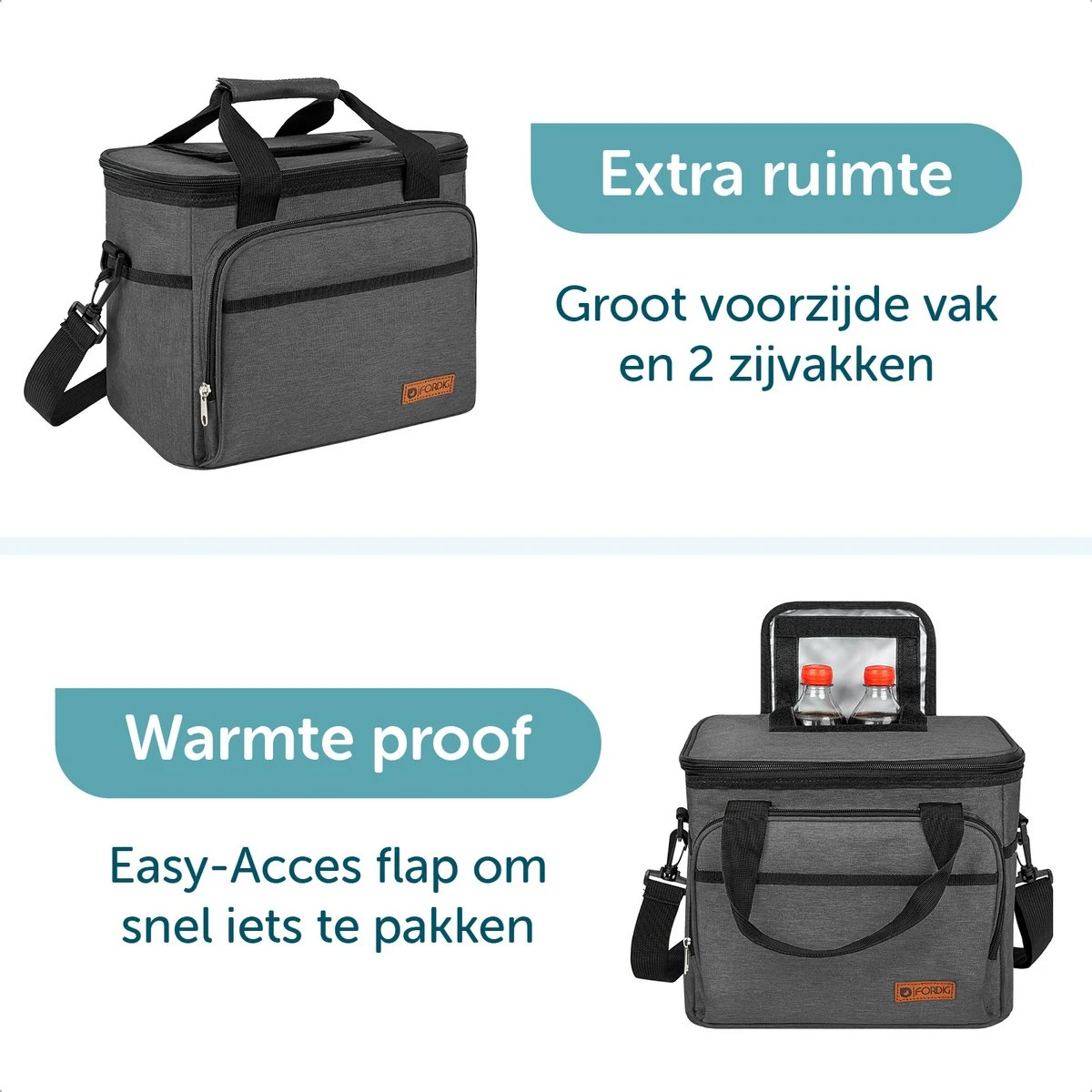 ForDig Koeltas L Zwart (15 Liter) - Gemaakt Van 600D Polyester Met PEVA-Voering - Ruimte Voor 20 Blikjes Of 10 Halve Liter Flessen - Opvouwbaar Koel Tas Met Easy-Acces Flap - Ruimte Voor Bestek - Picknick Cool Bag - Coolerbag - Grote Cooler 6 ForDig Koeltas L Zwart (15 Liter) - Gemaakt Van 600D Polyester Met PEVA-Voering - Ruimte Voor 20 Blikjes Of 10 Halve Liter Flessen - Opvouwbaar Koel Tas Met Easy-Acces Flap - Ruimte Voor Bestek - Picknick Cool Bag - Coolerbag - Grote Cooler - Image 6