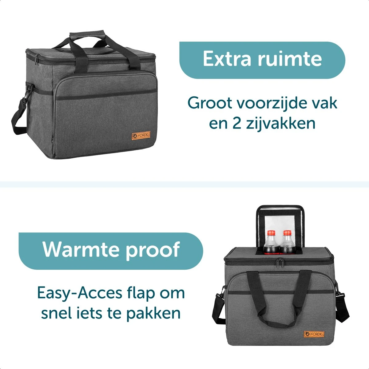 ForDig Koeltas XL Zwart (30 Liter) - Gemaakt Van 600D Polyester Met PEVA-Voering - Ruimte Voor 40 Blikjes Of 20 Halve Liter Flessen - Opvouwbaar Koel Tas Met Easy-Acces Flap - Ruimte Voor Bestek - Picknick Cool Bag - Coolerbag - Grote Cooler 5 ForDig Koeltas XL Zwart (30 Liter) - Gemaakt Van 600D Polyester Met PEVA-Voering - Ruimte Voor 40 Blikjes Of 20 Halve Liter Flessen - Opvouwbaar Koel Tas Met Easy-Acces Flap - Ruimte Voor Bestek - Picknick Cool Bag - Coolerbag - Grote Cooler - Image 5