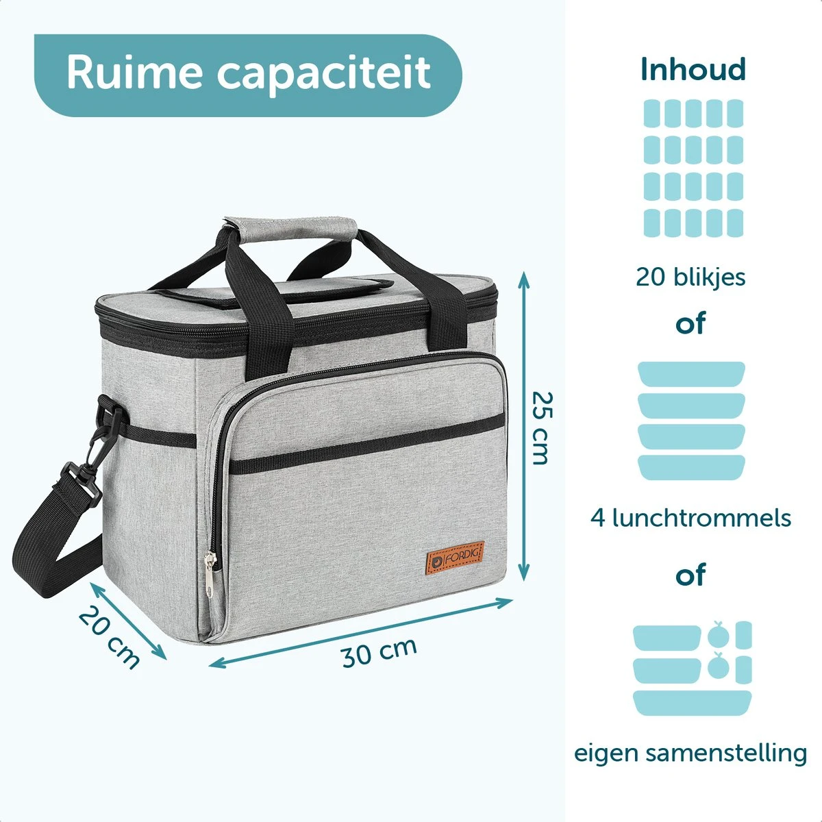 ForDig Koeltas L Grijs (15 Liter) - Gemaakt Van 600D Polyester Met PEVA-Voering - Ruimte Voor 20 Blikjes Of 10 Halve Liter Flessen - Opvouwbaar Koel Tas Met Easy-Acces Flap - Ruimte Voor Bestek - Picknick Cool Bag - Coolerbag - Grote Cooler 2 ForDig Koeltas L Grijs (15 Liter) - Gemaakt Van 600D Polyester Met PEVA-Voering - Ruimte Voor 20 Blikjes Of 10 Halve Liter Flessen - Opvouwbaar Koel Tas Met Easy-Acces Flap - Ruimte Voor Bestek - Picknick Cool Bag - Coolerbag - Grote Cooler - Image 2
