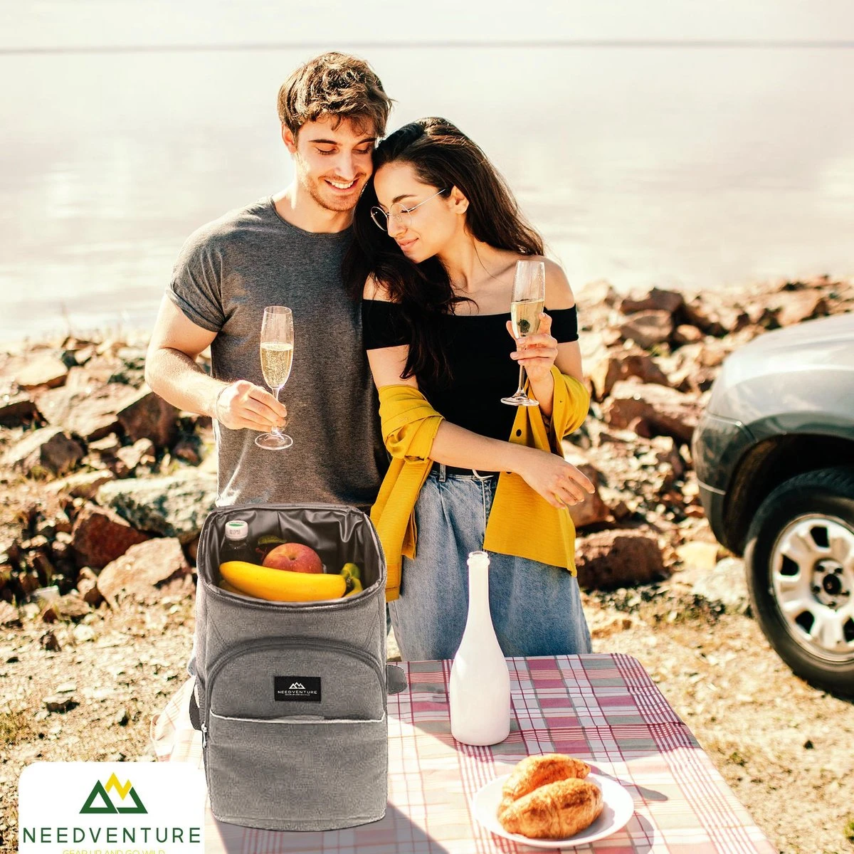 Needventure Koeltas - Lunchtas - Koelrugtas - Picknicktas - 20 Liter - Flessenhouder - Bieropener - Grijs 10 Needventure Koeltas - Lunchtas - Koelrugtas - Picknicktas - 20 Liter - Flessenhouder - Bieropener - Grijs - Image 10