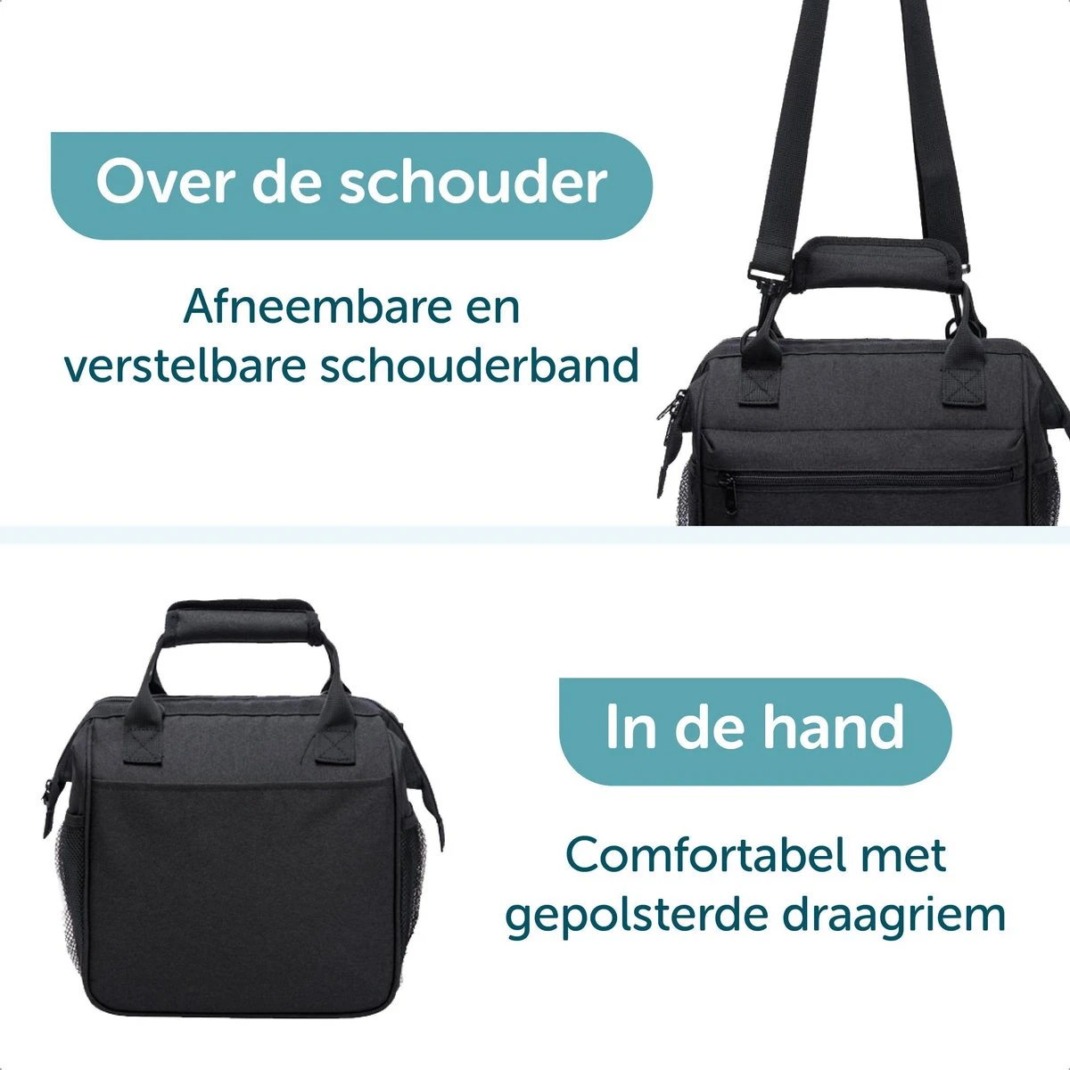 ForDig Lunchtas Zwart - Koeltas Gemaakt Van 600D Polyester Met PEVA-Voering - Ruimte Voor Lunchtrommel / Snacks / Blikjes - Koel Tas Met Mesh Opbergruimtes En Ruimte Voor Bestek - Lunch Tas Cool Bag - Coolerbag - Kleine Cooler 3 ForDig Lunchtas Zwart - Koeltas Gemaakt Van 600D Polyester Met PEVA-Voering - Ruimte Voor Lunchtrommel / Snacks / Blikjes - Koel Tas Met Mesh Opbergruimtes En Ruimte Voor Bestek - Lunch Tas Cool Bag - Coolerbag - Kleine Cooler - Image 3