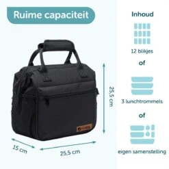 ForDig Lunchtas Zwart - Koeltas Gemaakt Van 600D Polyester Met PEVA-Voering - Ruimte Voor Lunchtrommel / Snacks / Blikjes - Koel Tas Met Mesh Opbergruimtes En Ruimte Voor Bestek - Lunch Tas Cool Bag - Coolerbag - Kleine Cooler 10 ForDig Lunchtas Zwart - Koeltas Gemaakt Van 600D Polyester Met PEVA-Voering - Ruimte Voor Lunchtrommel / Snacks / Blikjes - Koel Tas Met Mesh Opbergruimtes En Ruimte Voor Bestek - Lunch Tas Cool Bag - Coolerbag - Kleine Cooler -Campingwinkels 1200x1200 1793