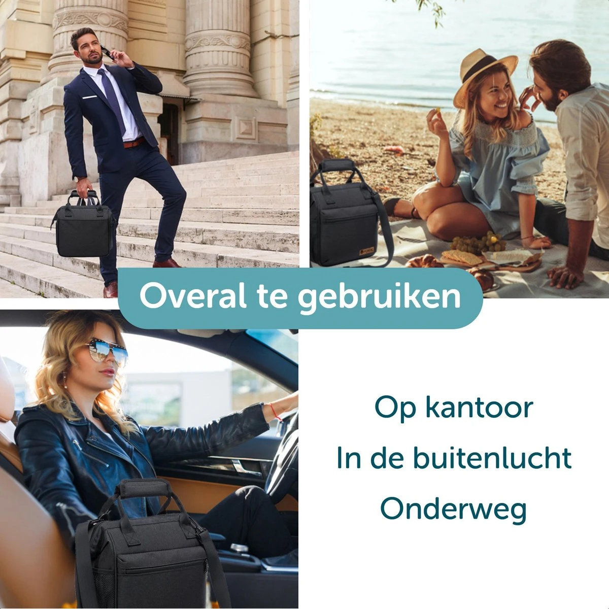ForDig Lunchtas Zwart - Koeltas Gemaakt Van 600D Polyester Met PEVA-Voering - Ruimte Voor Lunchtrommel / Snacks / Blikjes - Koel Tas Met Mesh Opbergruimtes En Ruimte Voor Bestek - Lunch Tas Cool Bag - Coolerbag - Kleine Cooler 5 ForDig Lunchtas Zwart - Koeltas Gemaakt Van 600D Polyester Met PEVA-Voering - Ruimte Voor Lunchtrommel / Snacks / Blikjes - Koel Tas Met Mesh Opbergruimtes En Ruimte Voor Bestek - Lunch Tas Cool Bag - Coolerbag - Kleine Cooler - Image 5