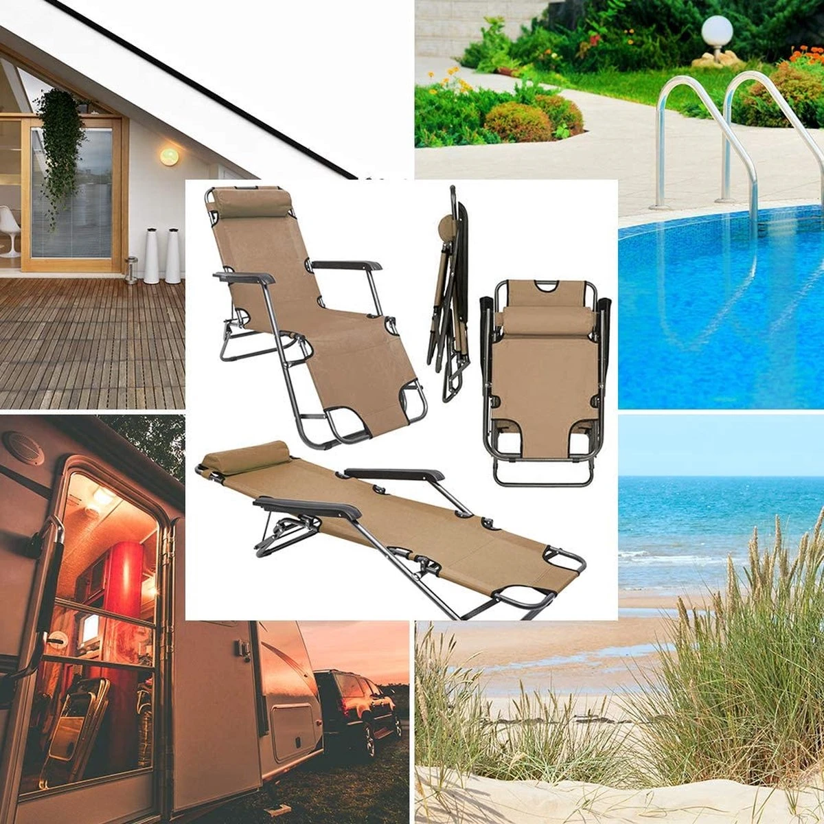 Ligstoel Opvouwbaar 155x60cm - Lichte Ligbed Relaxstoel Tuinstoel Campingstoel Strandstoel 13 Ligstoel Opvouwbaar 155x60cm - Lichte Ligbed Relaxstoel Tuinstoel Campingstoel Strandstoel - Image 13