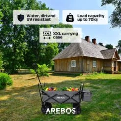AREBOS Handwagen Vouwbare Dak Handwagen Vouwbare Trolley Uitrustingswagen Grijs -Campingwinkels 1200x1200 1987