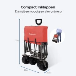 LifeGoods Bolderkar - Opvouwbaar - Tot 80KG - 94L - Wasbaar Polyester - 98x45cm - Rood/Grijs -Campingwinkels 1200x1200 2032