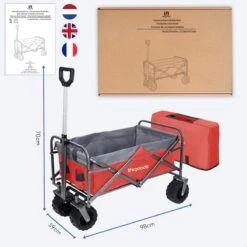 LifeGoods Bolderkar - Opvouwbaar - Tot 80KG - 94L - Wasbaar Polyester - 98x45cm - Rood/Grijs -Campingwinkels 1200x1200 2034