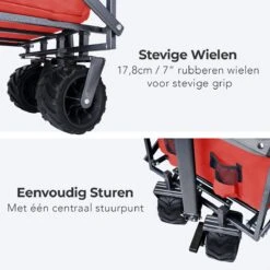 LifeGoods Bolderkar - Opvouwbaar - Tot 80KG - 94L - Wasbaar Polyester - 98x45cm - Rood/Grijs -Campingwinkels 1200x1200 2037