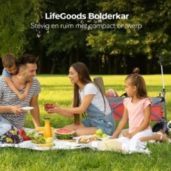 LifeGoods Bolderkar - Opvouwbaar - Tot 80KG - 94L - Wasbaar Polyester - 98x45cm - Rood/Grijs -Campingwinkels 1200x1200 2038