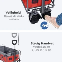 LifeGoods Bolderkar - Opvouwbaar - Tot 80KG - 94L - Wasbaar Polyester - 98x45cm - Rood/Grijs -Campingwinkels 1200x1200 2039