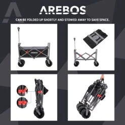 AREBOS Handkar | Transportwagen | Apparatuurwagen | Opvouwbaar | Zwart / Grijs -Campingwinkels 1200x1200 2050