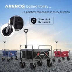 AREBOS Handkar | Transportwagen | Apparatuurwagen | Opvouwbaar | Zwart / Grijs -Campingwinkels 1200x1200 2052