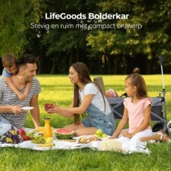 LifeGoods Bolderkar - Opvouwbaar - Tot 80KG - 94L - Wasbaar Polyester - 98x45cm - Zwart/Grijs -Campingwinkels 1200x1200 2057