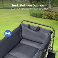 LifeGoods Bolderkar - Opvouwbaar - Tot 80KG - 94L - Wasbaar Polyester - 98x45cm - Zwart/Grijs -Campingwinkels 1200x1200 2058