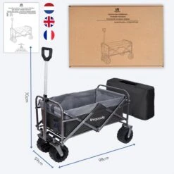 LifeGoods Bolderkar - Opvouwbaar - Tot 80KG - 94L - Wasbaar Polyester - 98x45cm - Zwart/Grijs -Campingwinkels 1200x1200 2060